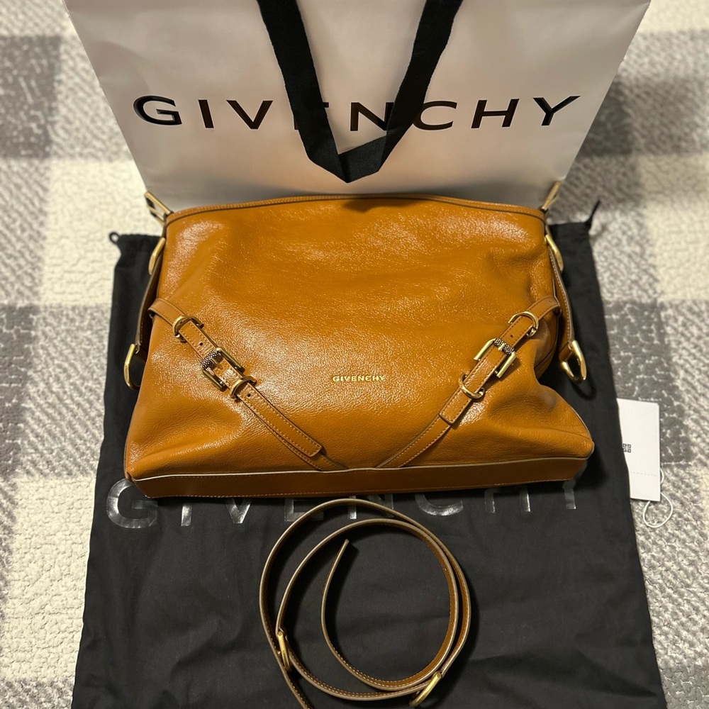 Givenchy Tan Leather Shoulder Bag with Decorative Hardware